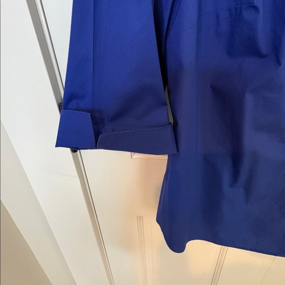 Lands' End Size 22 Wrinkle Free Broadcloth Women's Royal Blue Button-Down Shirt - Picture 5 of 9